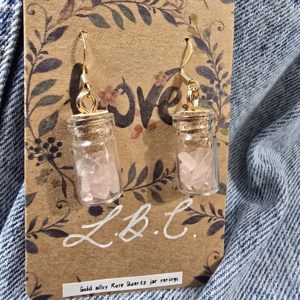 Gold and Clear Glass Jar Earrings